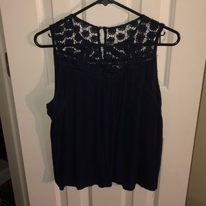 A navy blue dressy tank top.